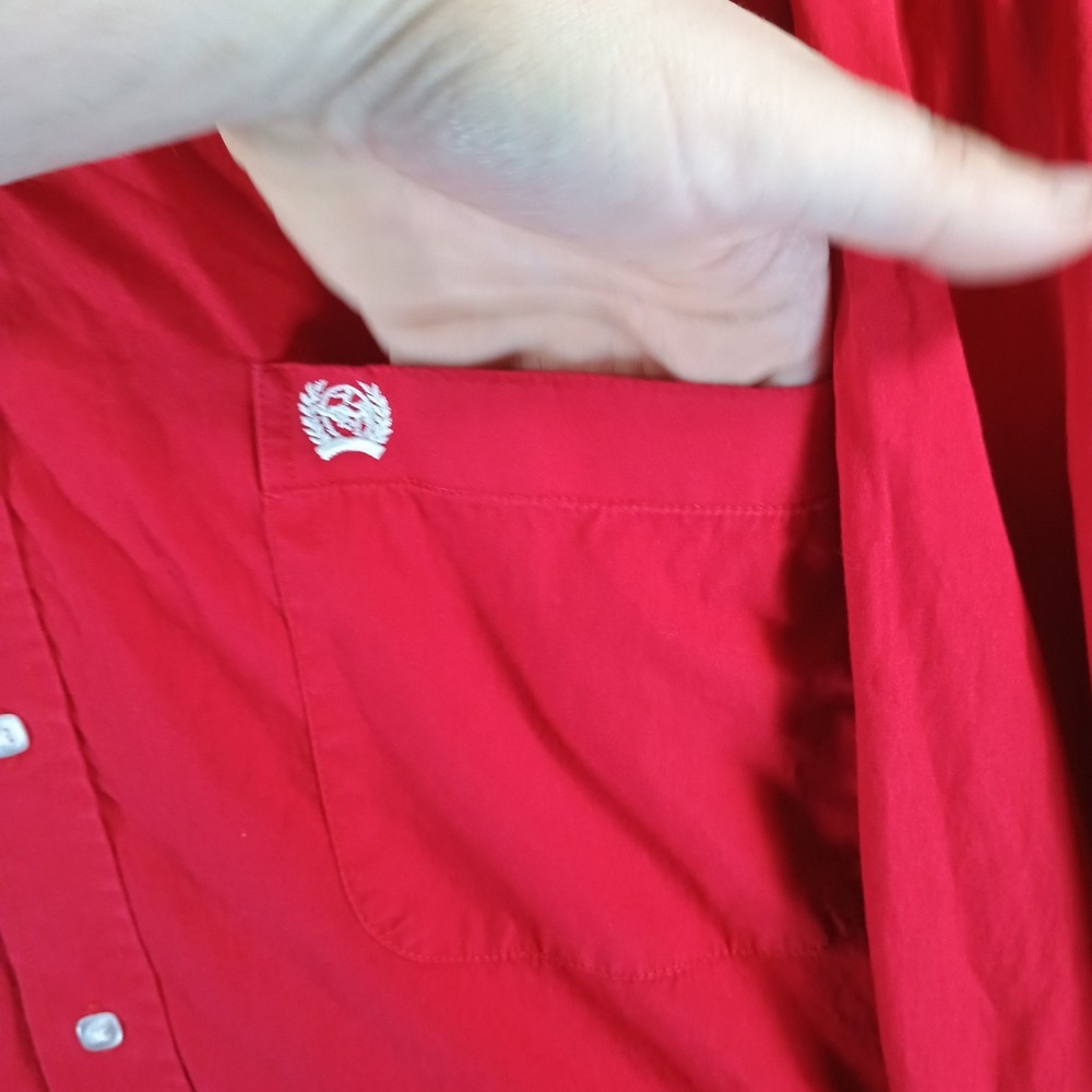 Cinch Solid Red Button-Down Western Long Sleeve S… - image 4
